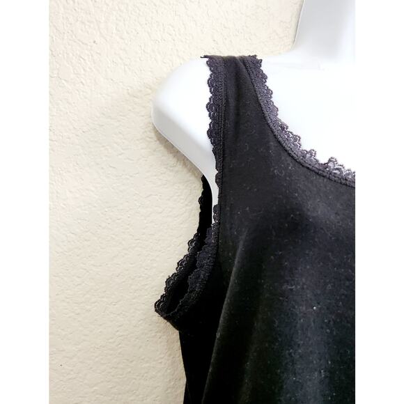 Jones New York Sport Black Lace Trim Tank Top XL Lightweight Soft Stretchy - Picture 2 of 5